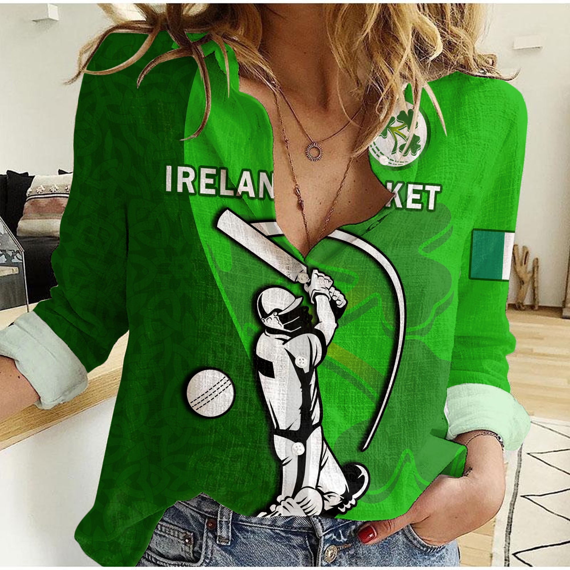 custom-text-and-number-ireland-cricket-women-casual-shirt-irish-flag-celtic-cross-sporty-style