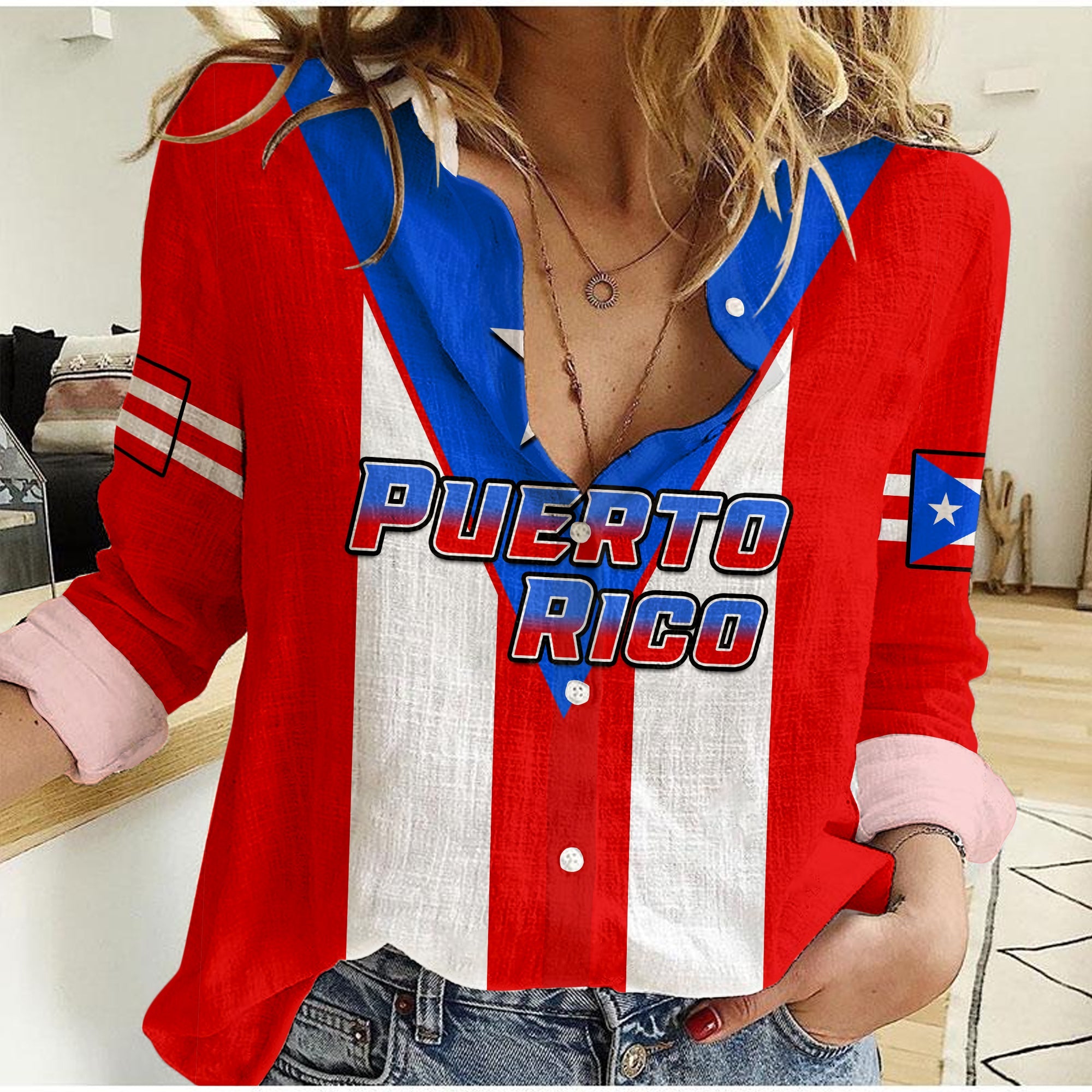 custom-personalised-puerto-rico-women-casual-shirt-coat-of-arms-mix-flag