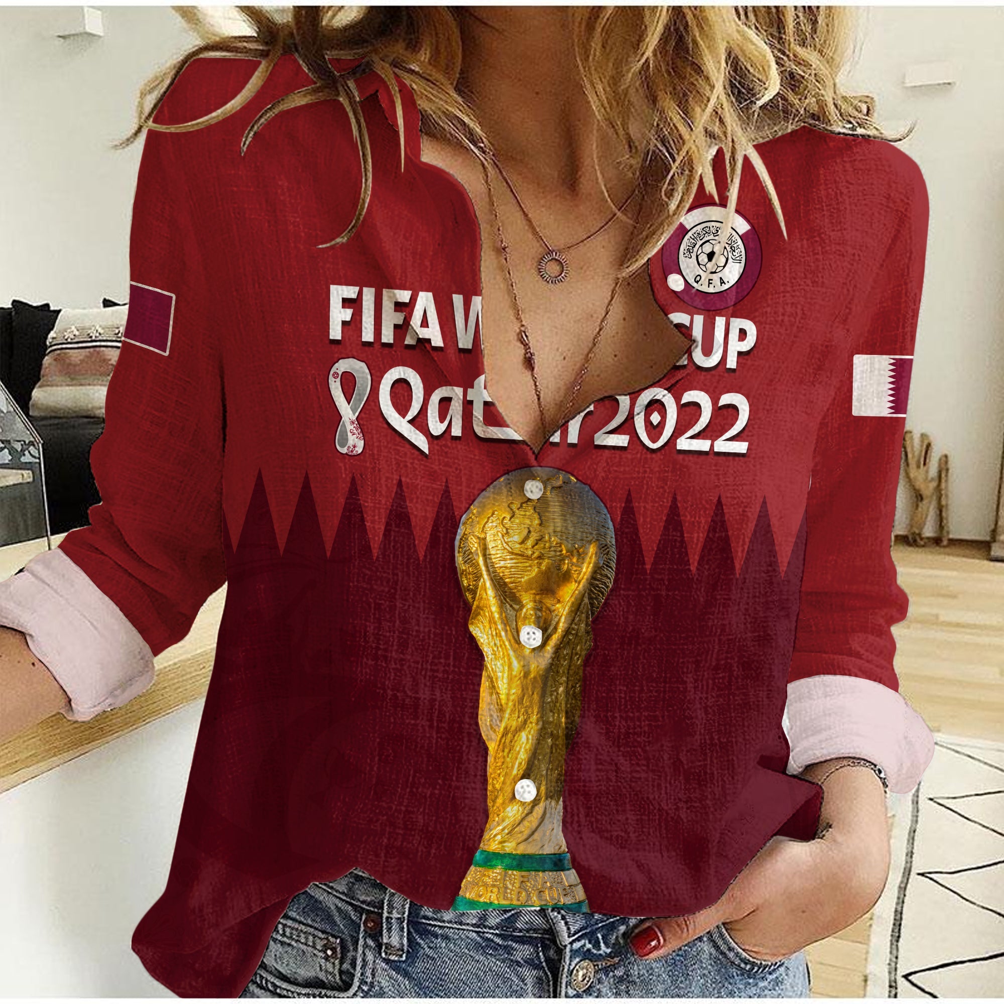 qatar-football-women-casual-shirt-wc-2022-style-sporty