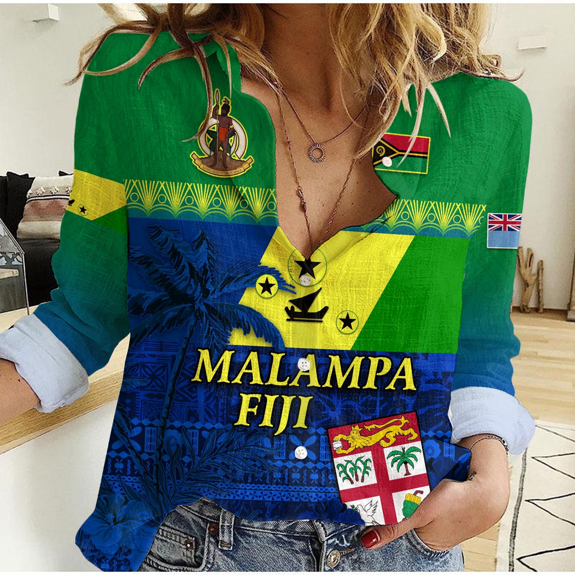 Custom Personalised Malampa Fiji Day Women Casual Shirt Vanuatu Polynesia mix Flowers LT13 - Wonder Print Shop