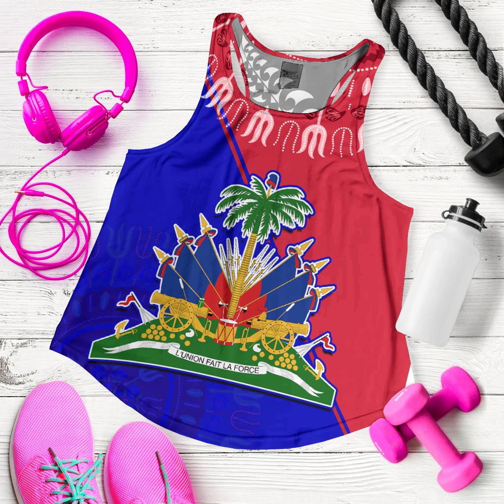 Haiti Women Racerback Tank Haiti Flag Dashiki Simple Style - Wonder Print Shop