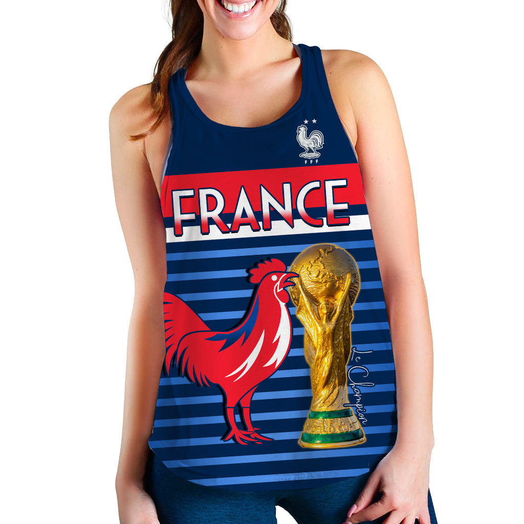 France Football The Blues Women Racerback Tank Les Bleus Le Champion 2022 World Cup LT13 - Wonder Print Shop