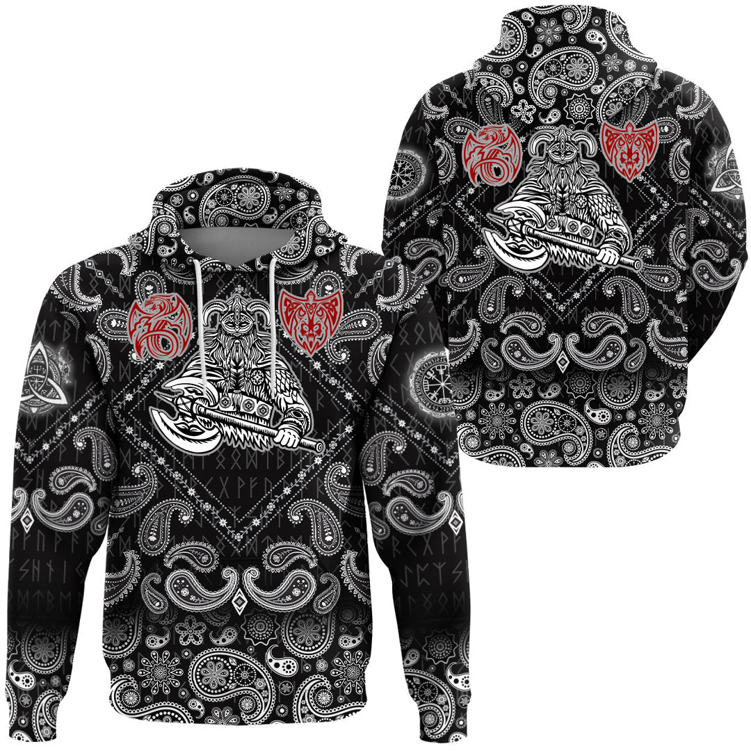 Viking Hoodie Warrior With Big Sword with Bandana Paisley Style RLT12 - Wonder Print Shop