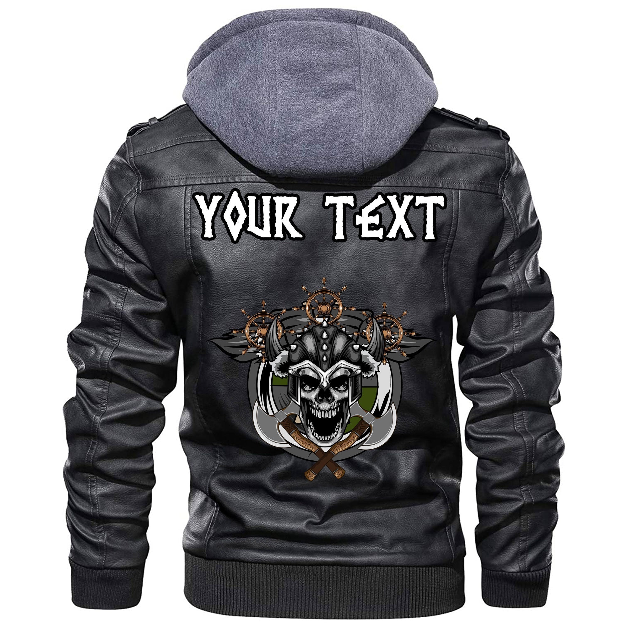 (Custom) Wonder Print Shop - Warrior Skull Axes Leather Jacket RLT12 - Wonder Print Shop