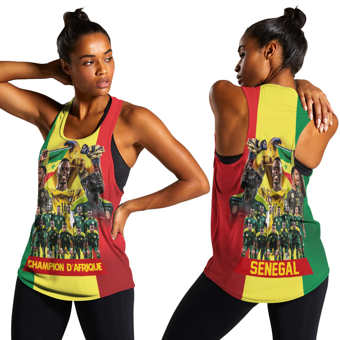 Senegal Football Champion D'Afrique Women's Racerback Tank Senegal Flag - Wonder Print Shop