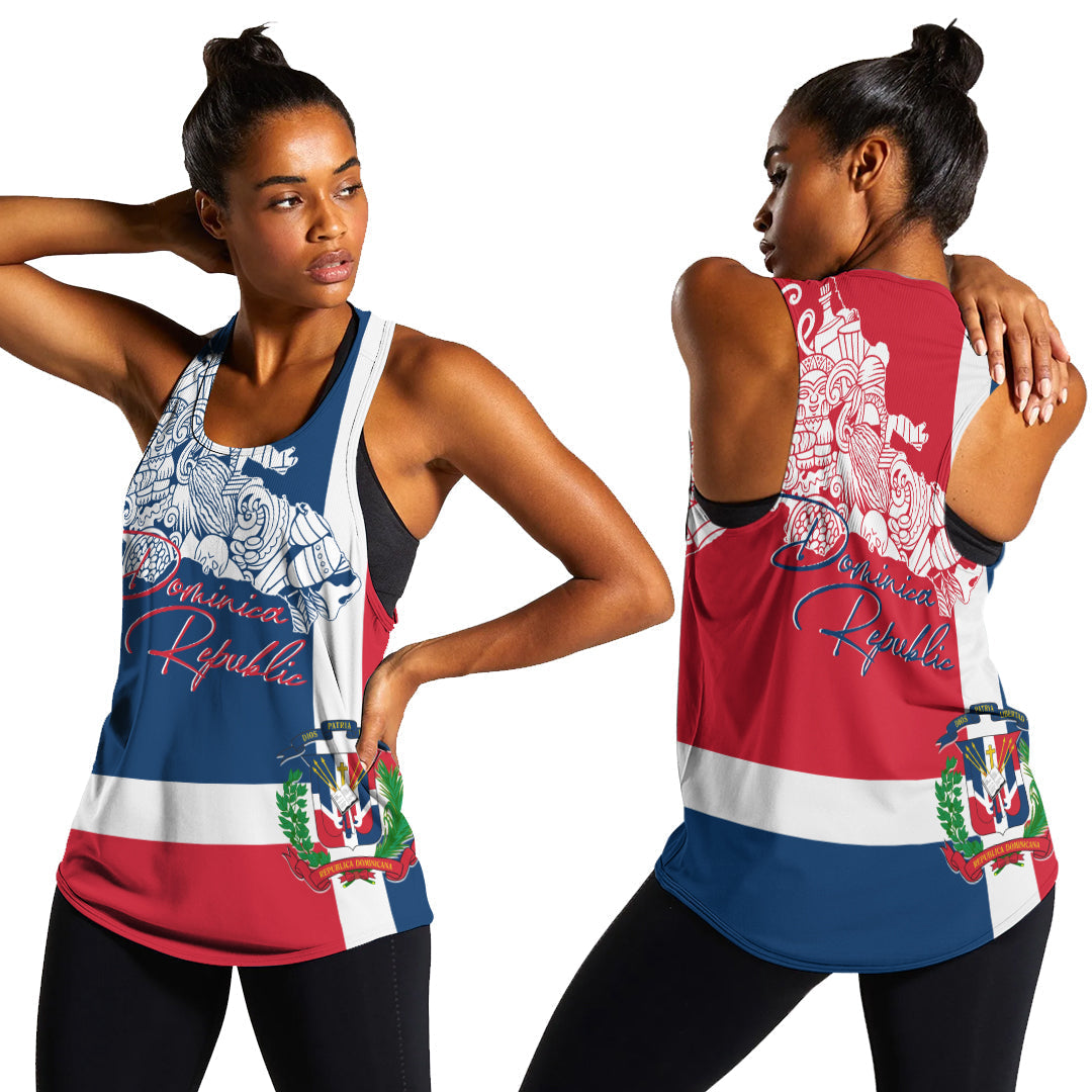 Dominican Republic Women Racerback Tank Independence Day Flag Style - Wonder Print Shop