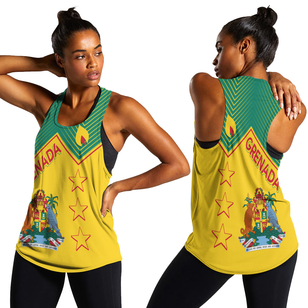 Grenada Independence Day Women Racerback Tank Top Geometric Style - Wonder Print Shop