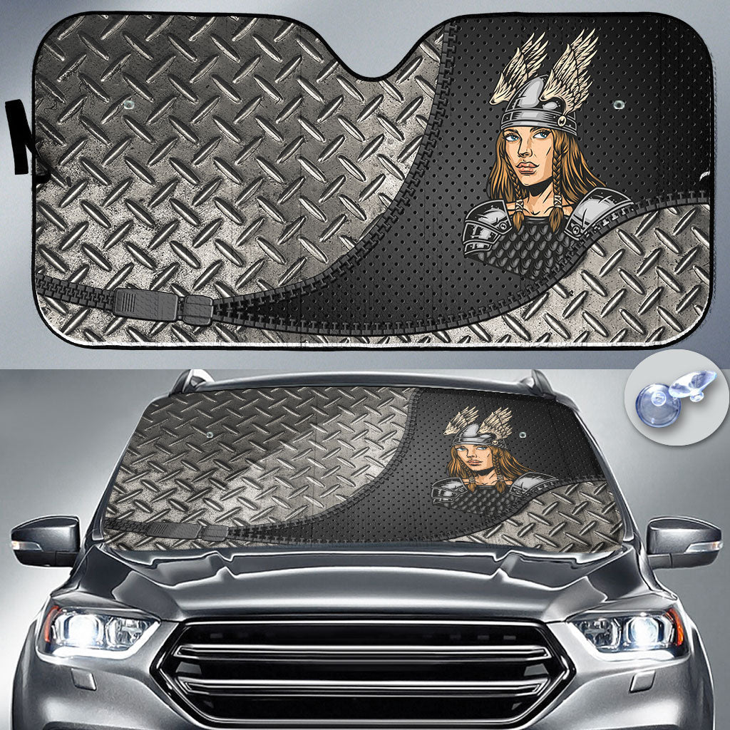 viking-auto-sun-shades-woman-in-metal-armor-and-helmet-auto-sun-shades