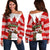 Christmas Moose Canada Women Off Shoulder Sweater Flag Style  LT6 - Wonder Print Shop