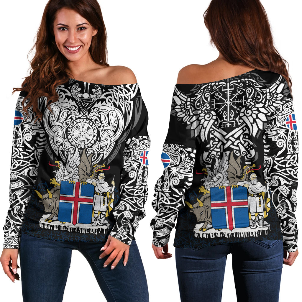 Viking Off Shoulder Sweater - Iceland Viking Symbol RLT12 - Wonder Print Shop