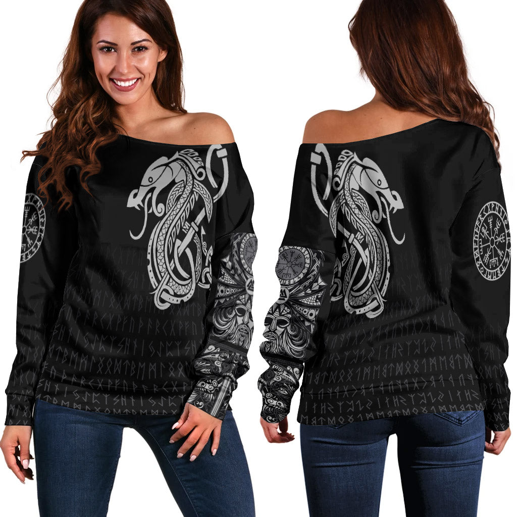 Viking Off Shoulder Sweater Dragon RLT12 - Wonder Print Shop