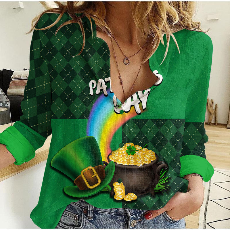 St Patrick's Day-Rainbow Women Casual Shirt LT6 - Wonder Print Shop