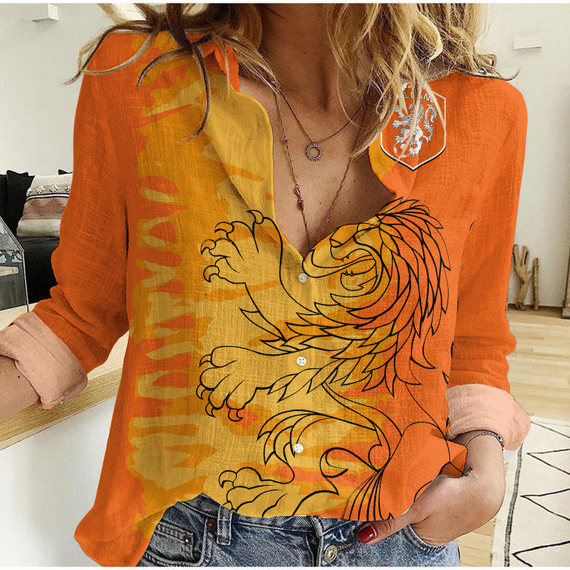 netherlands-football-oranje-sport-design-women-casual-shirt