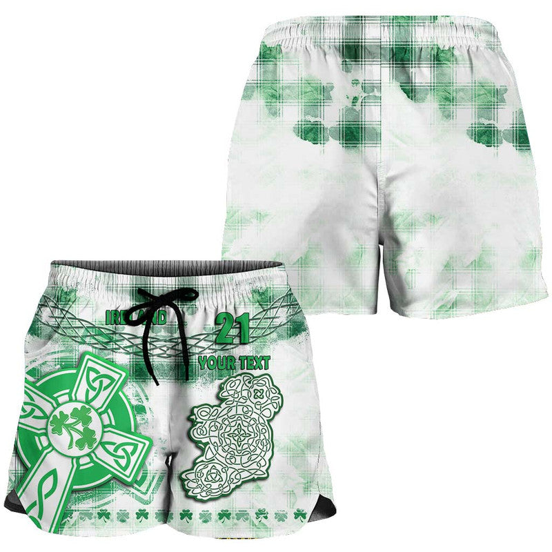 custom-personalised-and-number-ireland-cross-cricket-team-women-shorts-celtic-irish-green-pattern-unique