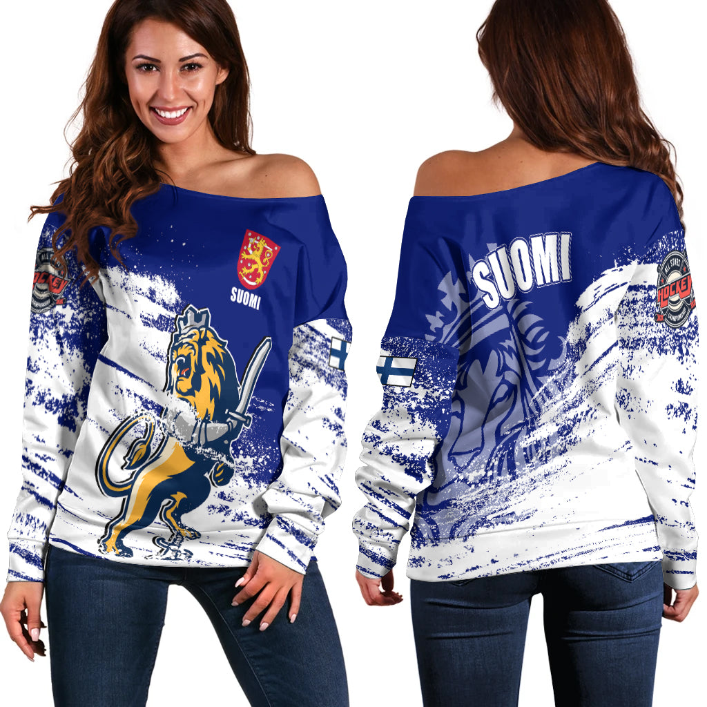 Finland Suomi Leijonat Hockey Women Off Shoulder Sweater - LT2 - Wonder Print Shop