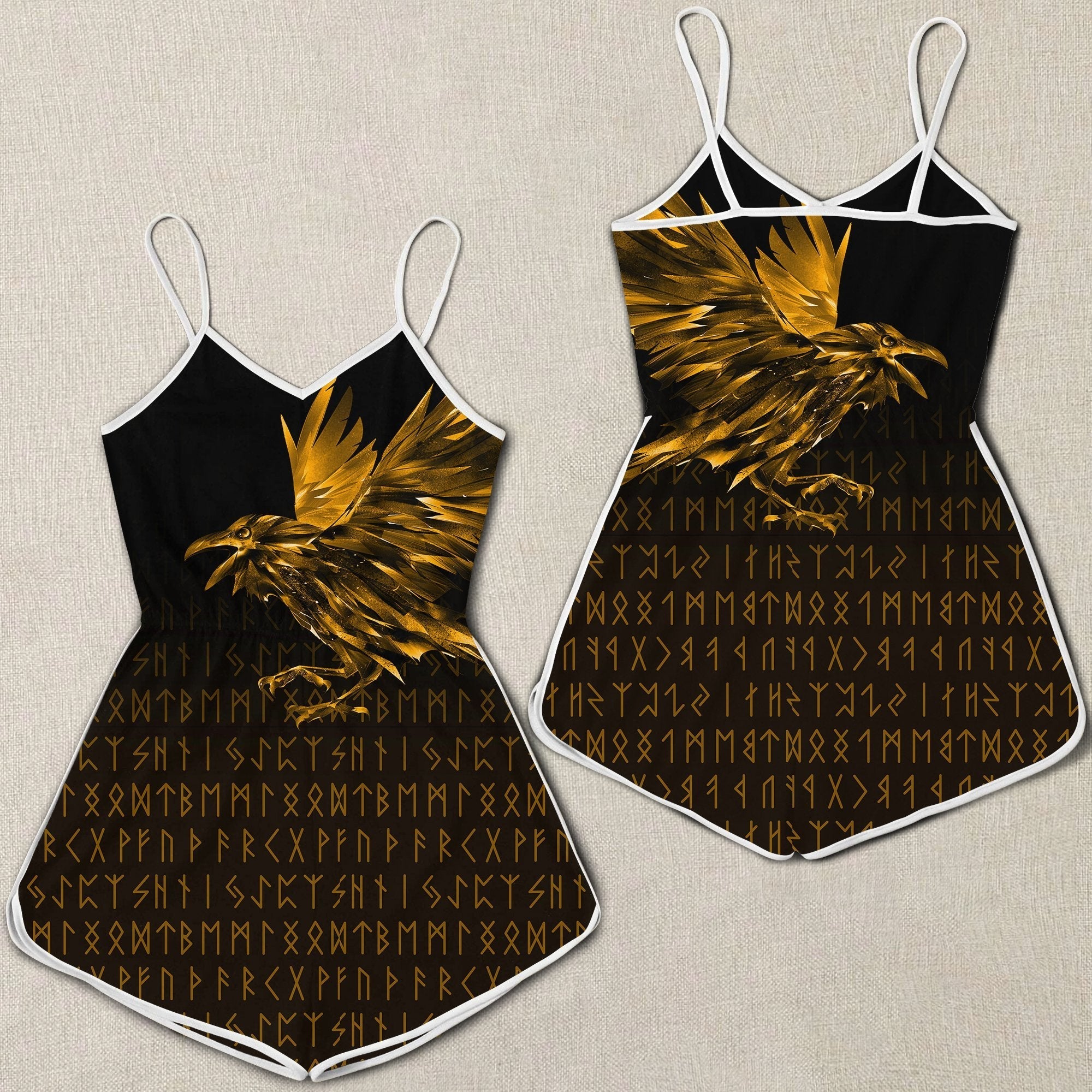 viking-womens-rompers-the-raven-of-odin-rune-gold