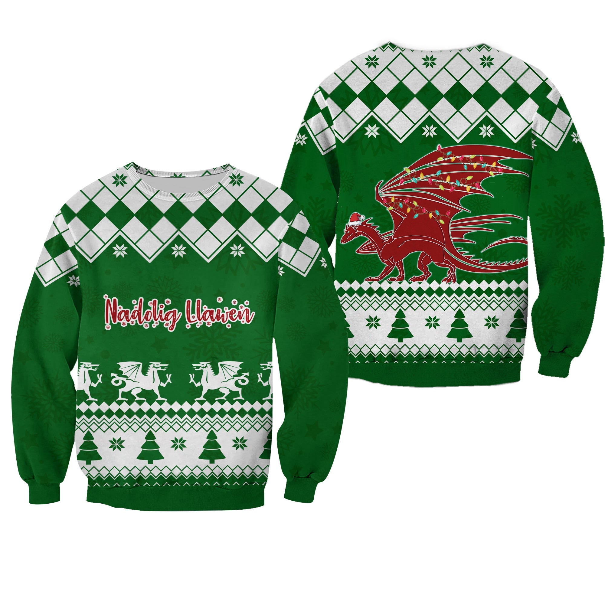 red-dragon-nadolig-llawen-wales-christmas-sweatshirt-simple-style