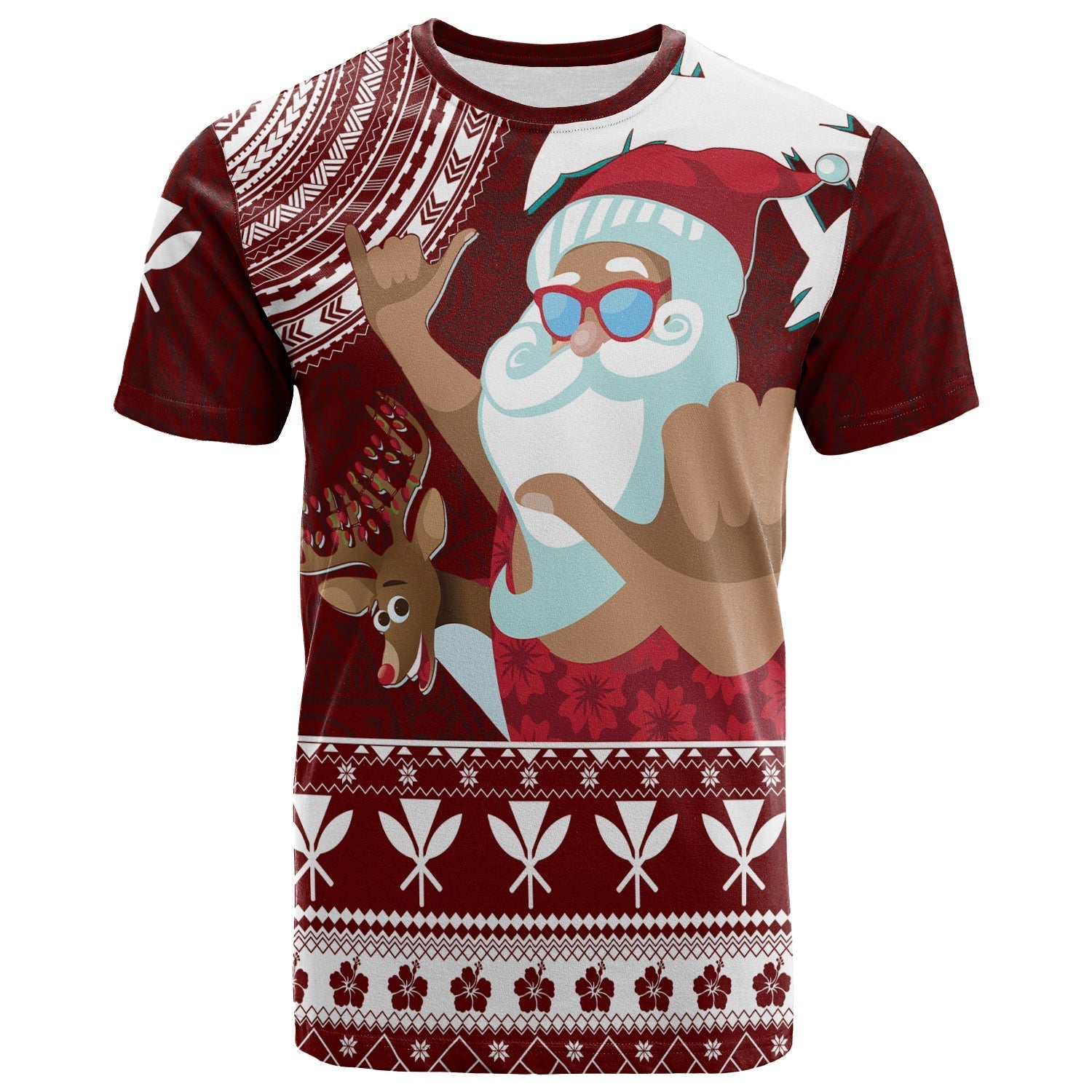 tropical-christmas-tanned-santa-claus-hawaii-pattern-t-shirt