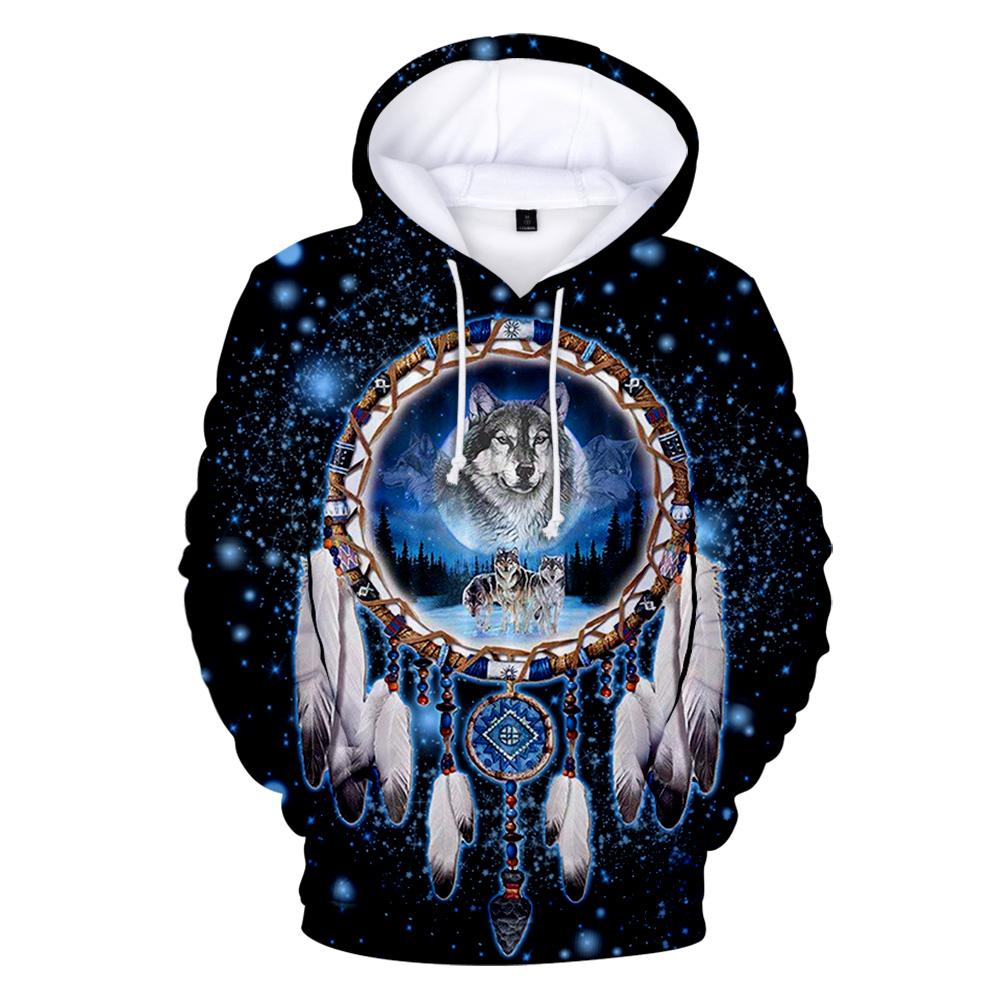 Galaxy Wolf Dreamcatcher Native American All Over Hoodie LT10 - Wonder Print Shop