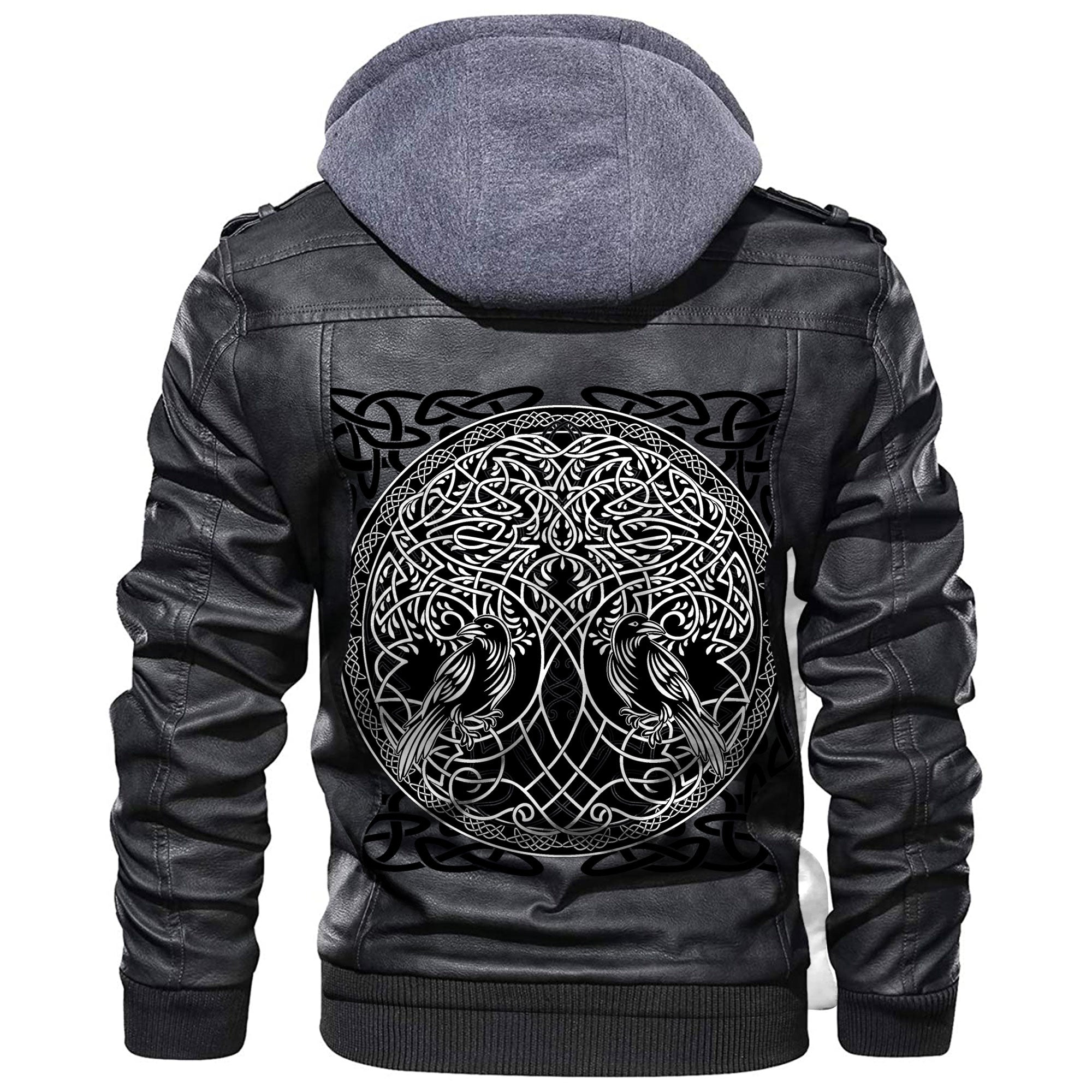 Viking Yggdrasil Tree Of Life Raven Huginn and Muninn Ravens Of Odin Leather Jacket RLT12 - Wonder Print Shop