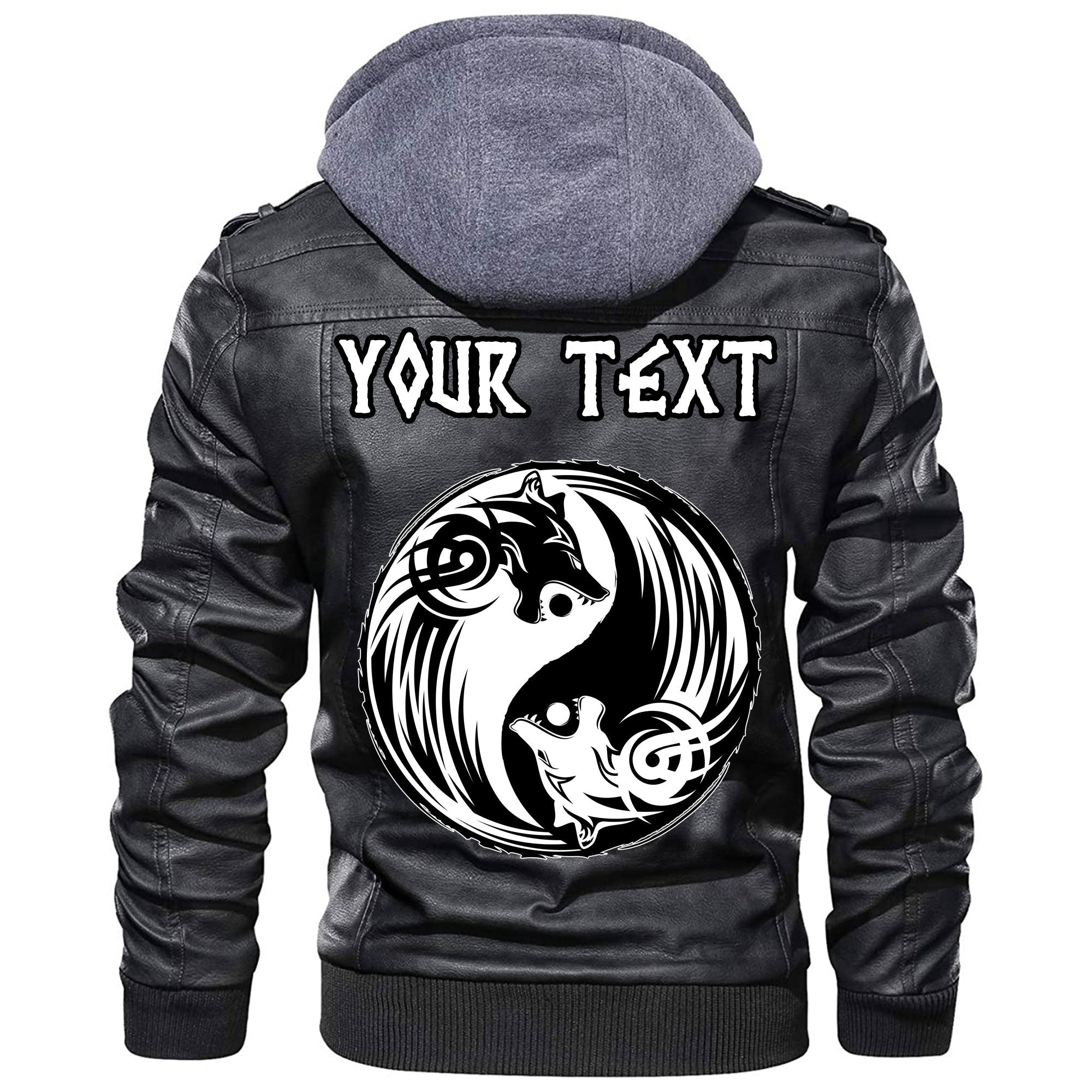 (Custom) Wonder Print Shop - Yin And Yang Wolf Swallowing Of The Sun Leather Jacket RLT12 - Wonder Print Shop