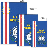 Cape Verde rug set (blue) with striped flag bands, “CABO VERDEAN” and size options