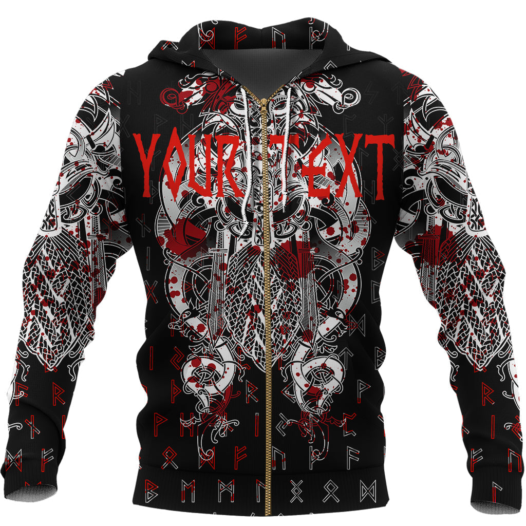 Custom Viking Tyr Tattoo Blood Zip Hoodie RLT12 - Wonder Print Shop