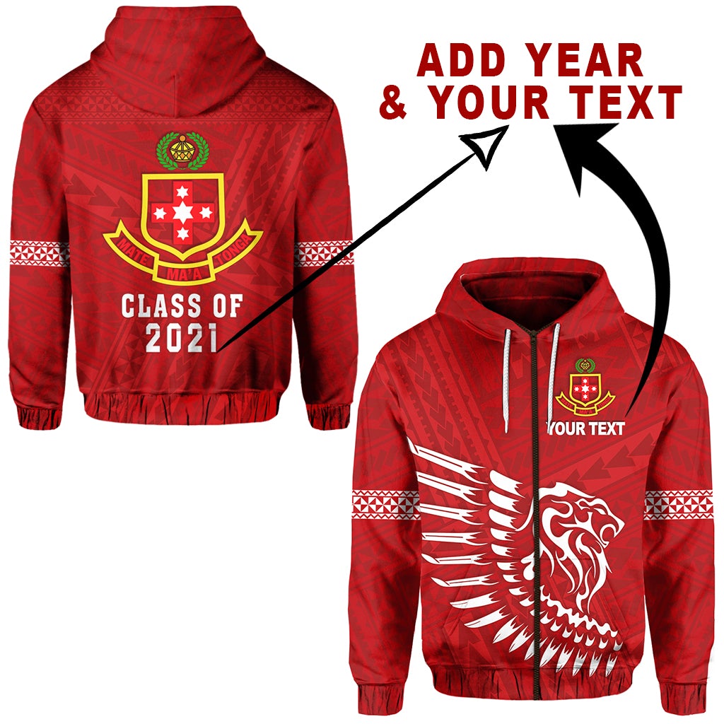 Custom Lion Kolisi Tonga Zip Hoodie Atele Year Class and Your Text LT13 - Wonder Print Shop