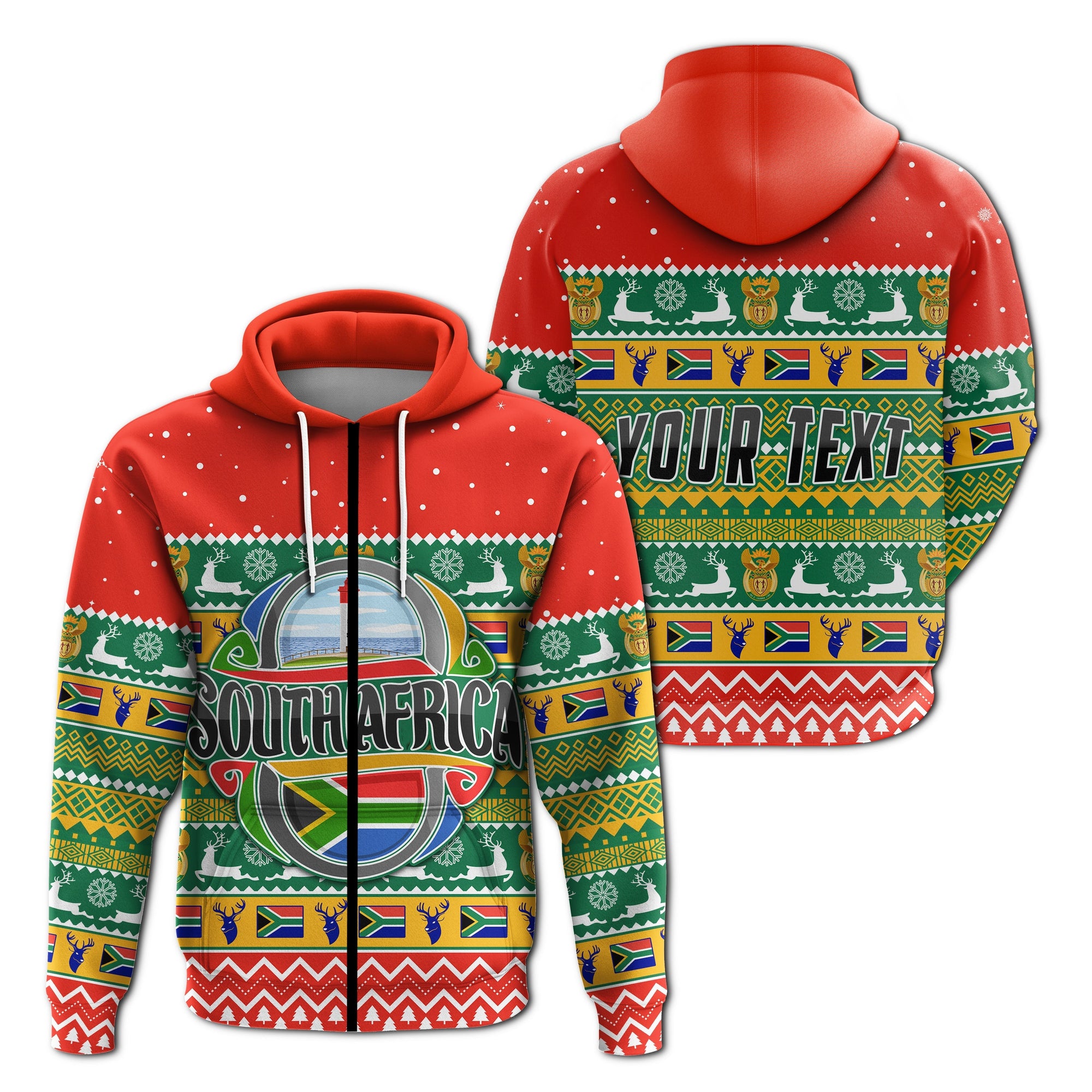 south-africa-christmas-personalized-zip-hoodie-african-springbok