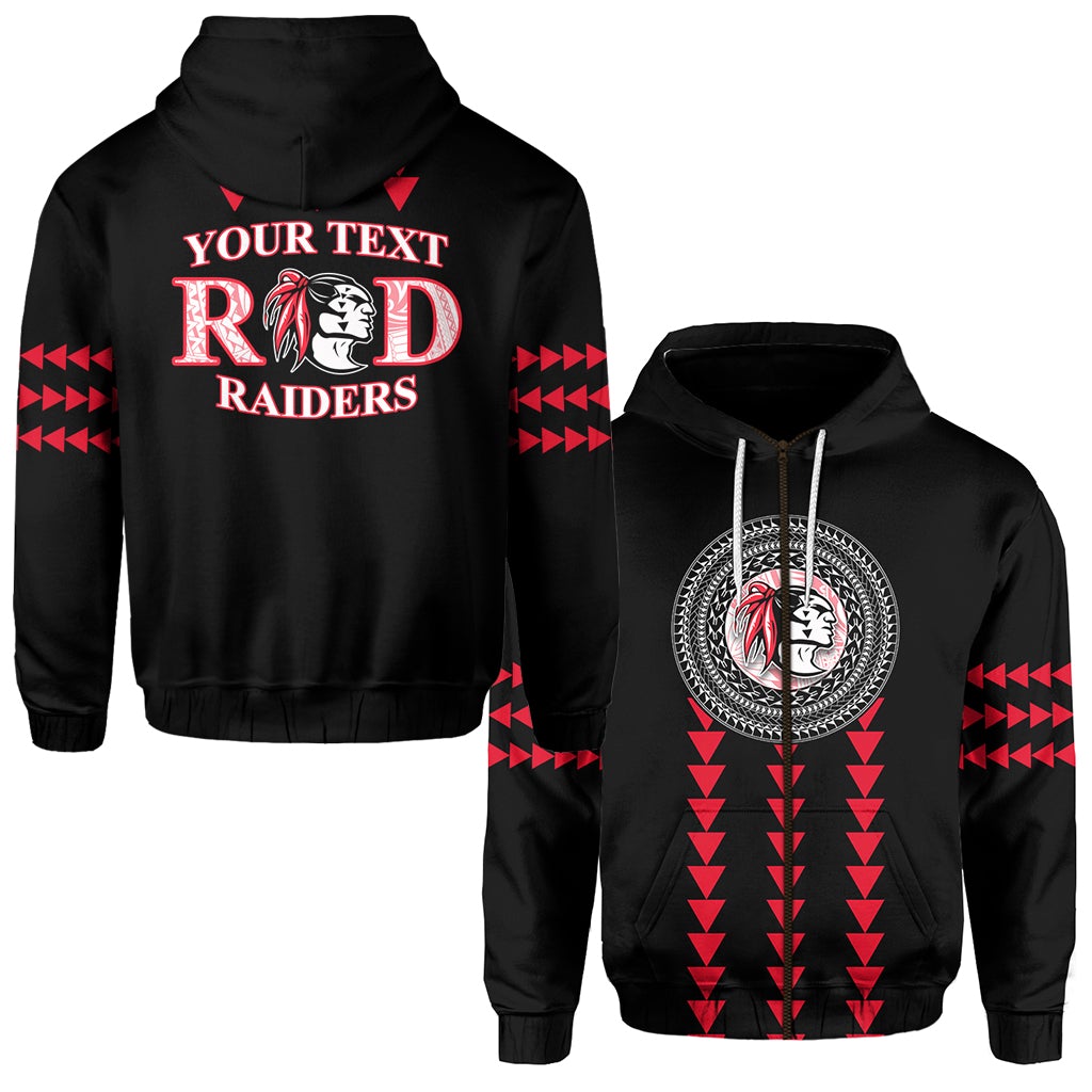 Custom Red Raiders Zip Hoodie Kahuku School LT13 - Wonder Print Shop