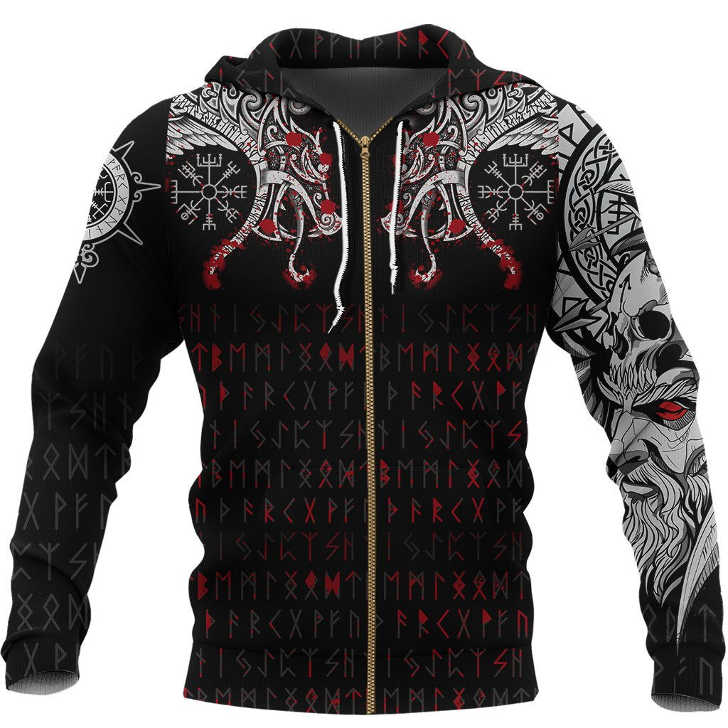 Viking Zip Hoodie - Double Dragon Tattoo and Vegvisir Blood RLT12 - Wonder Print Shop