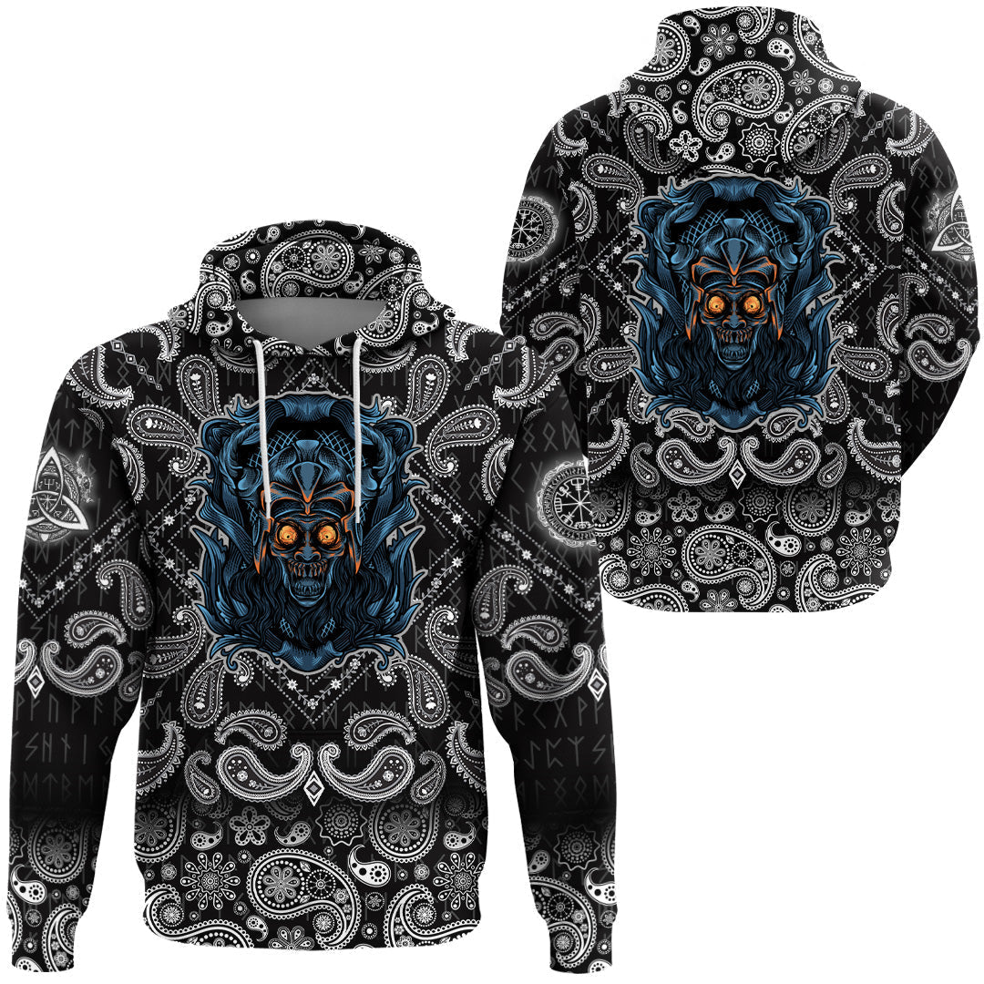 Viking Hoodie Zombie With Ornament Background with Bandana Paisley Style RLT12 - Wonder Print Shop