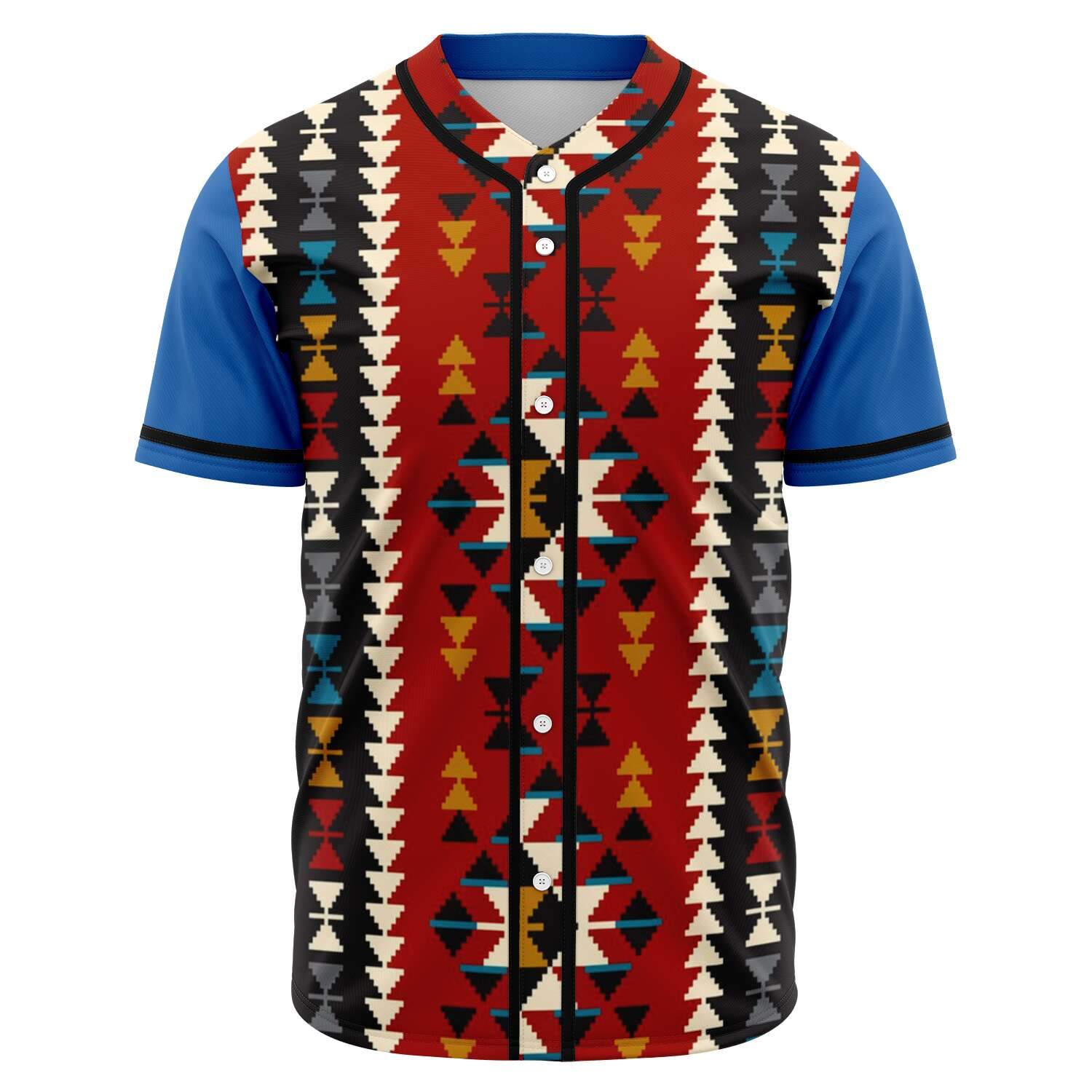 Tribal Seamless Geometric Native American Baseball Jersey LT10 - Wonder Print Shop