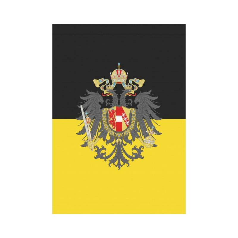 Black garden flag with Austrian imperial coat of arms, crown and two-winged emblem