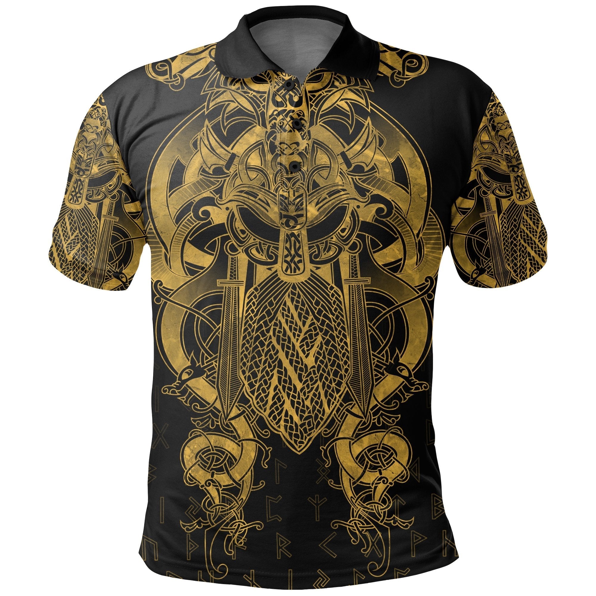 Viking Fenrir and Tyr Tattoo Polo Shirt Gold Version RLT12 - Wonder Print Shop