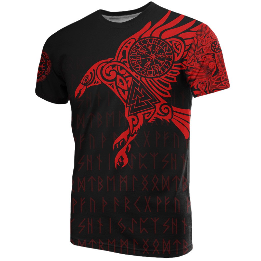 Viking The Raven Of Odin Tattoo T Shirt Red RLT12 - Wonder Print Shop