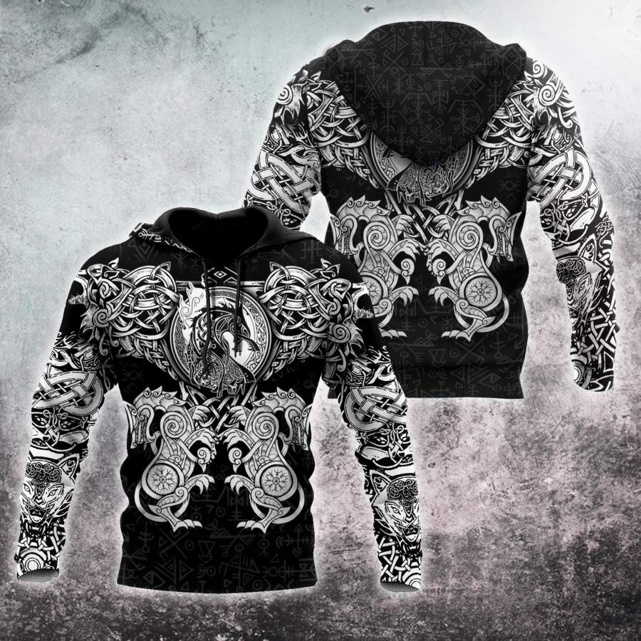 Viking Clothing All Over Printed Viking Wolf Hoodie RLT12 - Wonder Print Shop