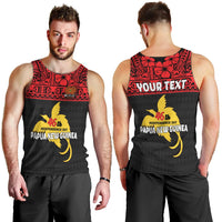 Men’s tank top, black with red panel and “46th Independence Day” Papua New Guinea print