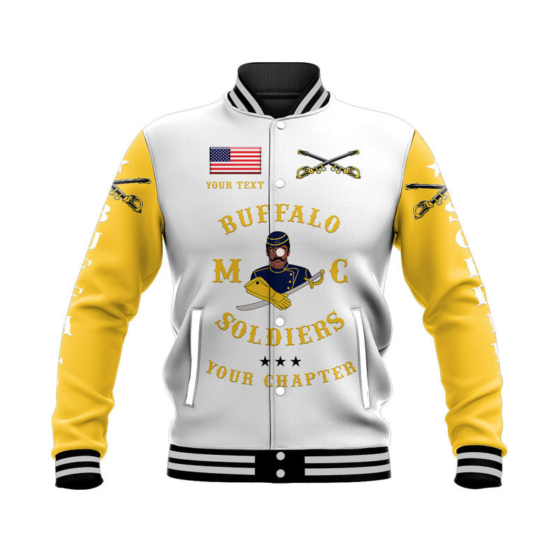 (Custom Personalised) Buffalo Soldiers Motorcycle Club BSMC Baseball Jacket Simple Style - White Gold LT8 - Wonder Print Shop