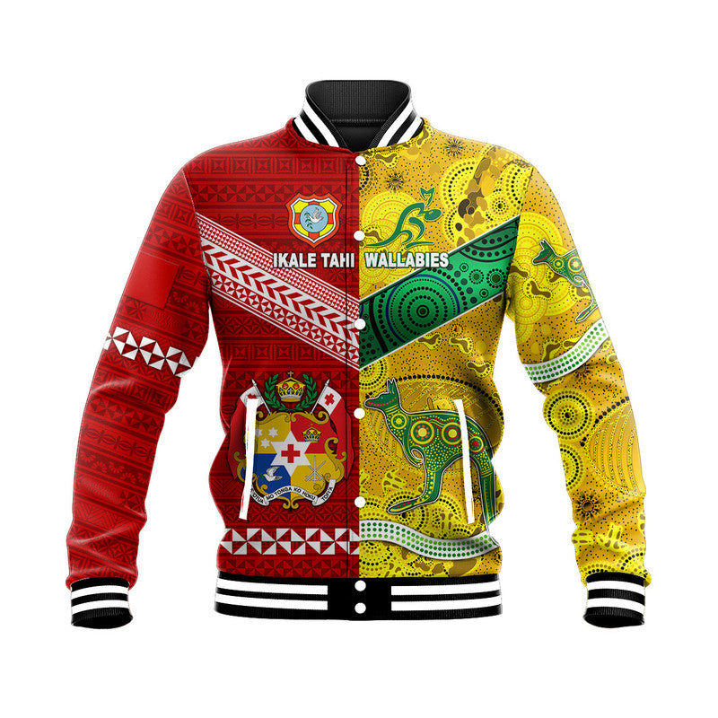 Tonga Ikale Tahi Ngatu And Australia Wallabies Aboriginal Baseball Jacket Rugby Together LT8 - Wonder Print Shop