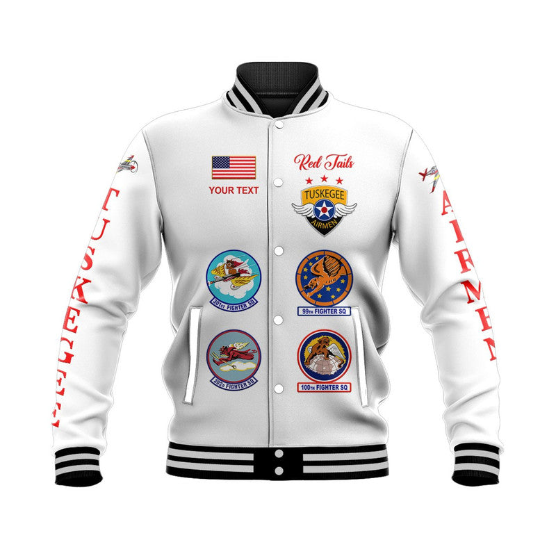 (Custom Personalised) Tuskegee Airmen Baseball Jacket The White Tails Simple Style - White LT8 - Wonder Print Shop