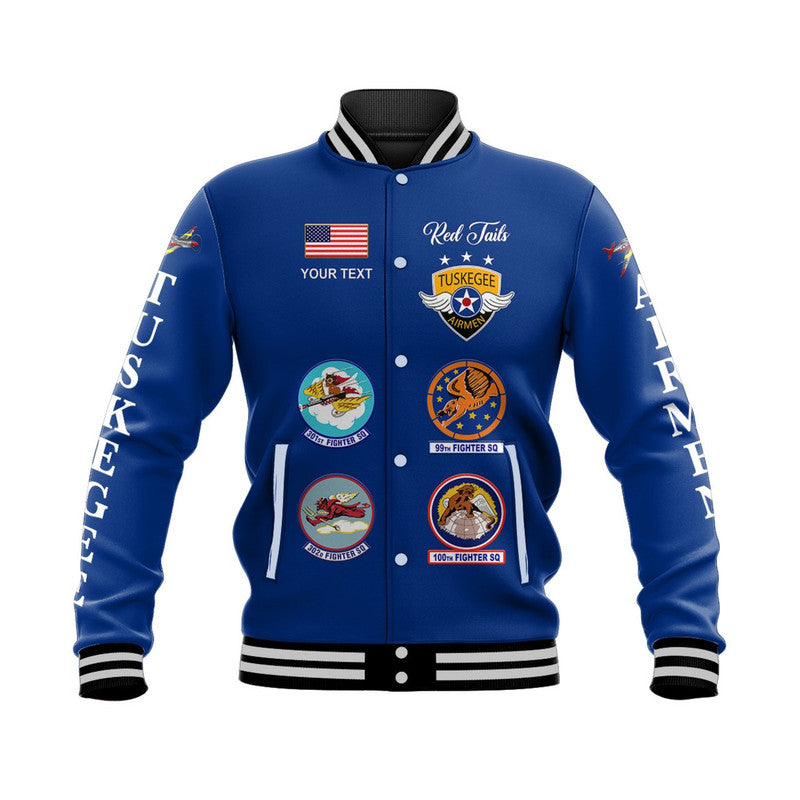 (Custom Personalised) Tuskegee Airmen Baseball Jacket The Blue Tails Simple Style - Blue LT8 - Wonder Print Shop