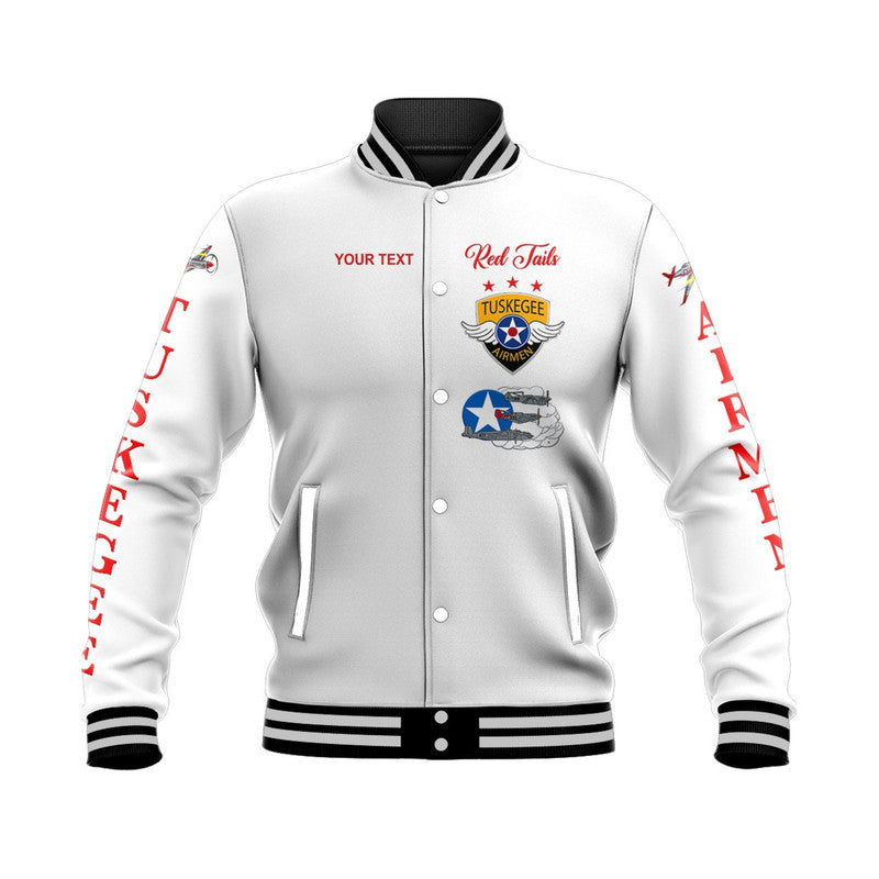 (Custom Personalised) Tuskegee Airmen Baseball Jacket The White Tails Simplified Vibes - White LT8 - Wonder Print Shop