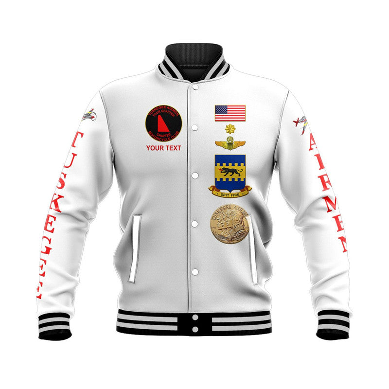 (Custom Personalised) Tuskegee Airmen Motorcycle Club Baseball Jacket The White Tails Simple Style - White LT8 - Wonder Print Shop