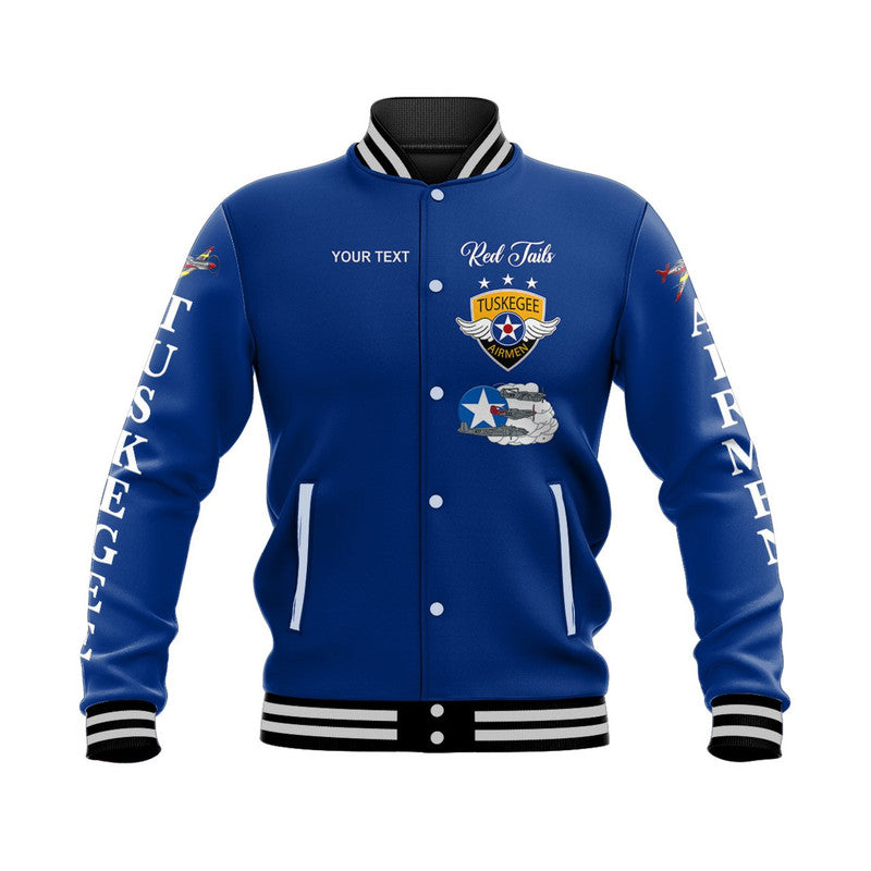 (Custom Personalised) Tuskegee Airmen Baseball Jacket The Blue Tails Simplified Vibes - Blue LT8 - Wonder Print Shop