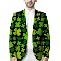 Shamrock-pattern blazer in green and black, with tailored lapels