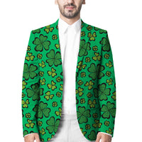 St Patrick's Day green blazer with shamrock pattern and notch lapels