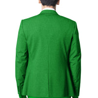 Green unisex blazer back view with notched collar and center seam