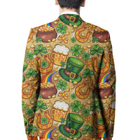St Patrick's Day blazer back with shamrock, beer and horseshoe novelty print