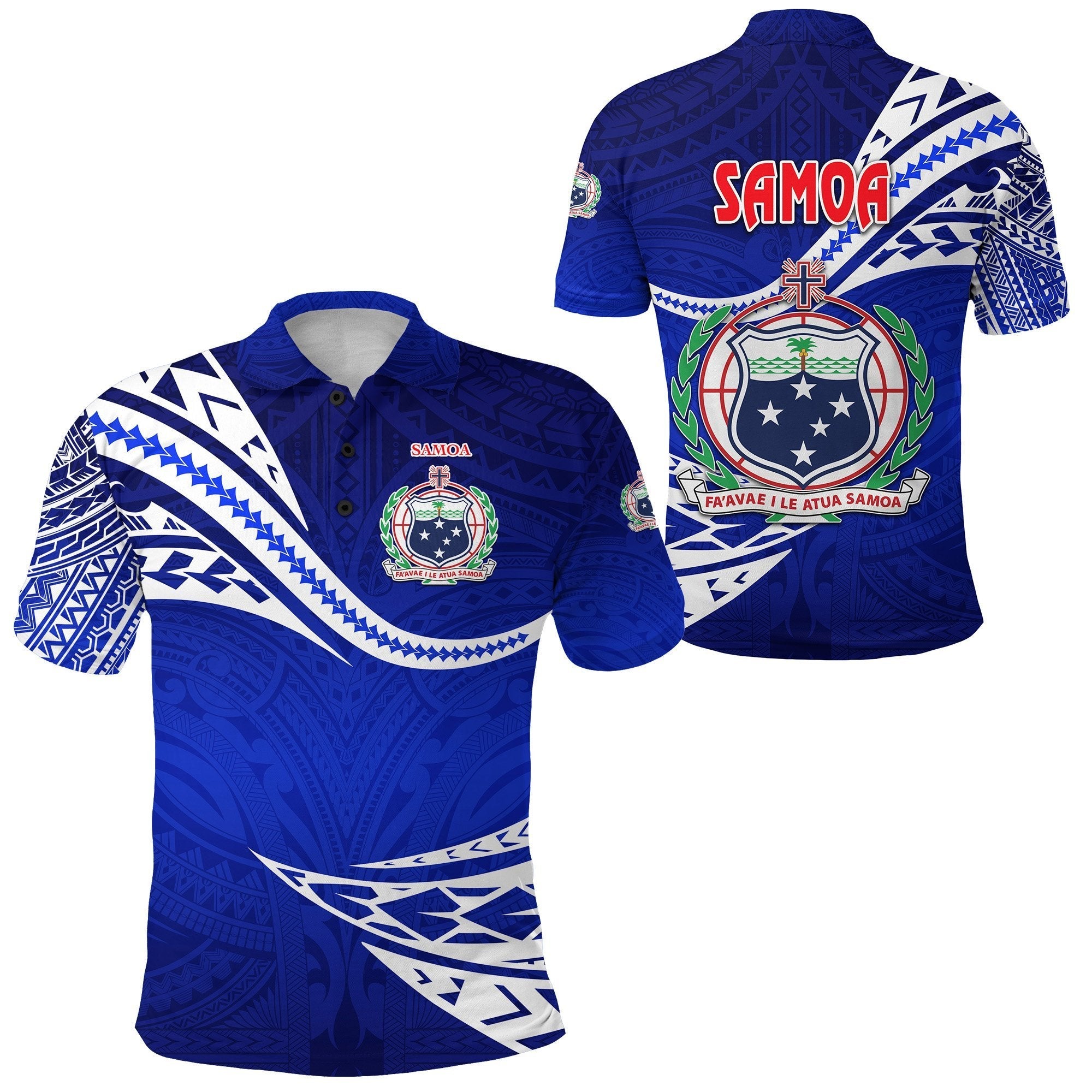 Manu Samoa Rugby Polo Shirt Unique Version Blue - Wonder Print Shop